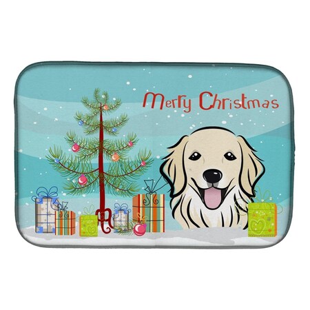 Carolines Treasures Christmas Tree & Golden Retriever Dish Drying Mat BB1577DDM
